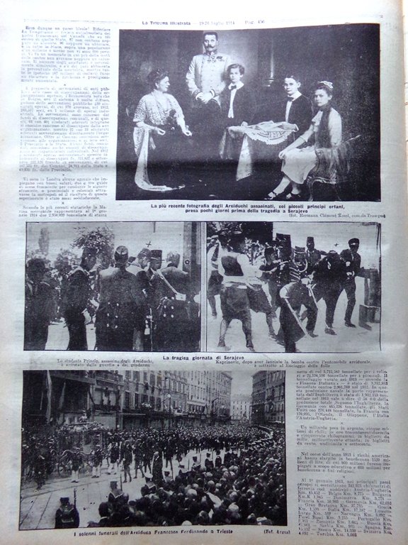 La Tribuna Illustrata 19 Luglio 1914 WW1 Arciduca Sarajevo Besnard …
