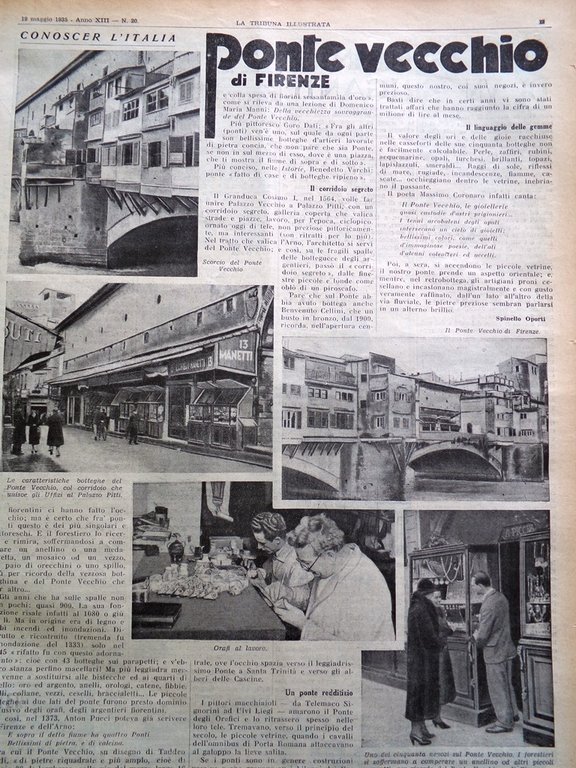 La Tribuna Illustrata 19 Maggio 1935 Pitcairn Radicofani Ponte Vecchio …