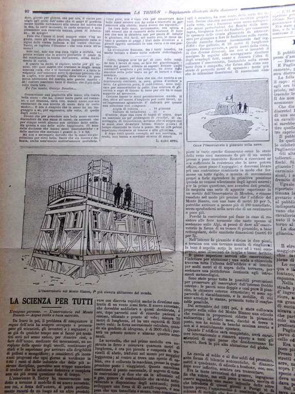 La Tribuna Illustrata 19 Marzo 1893 Pugilato Osservatorio Monte Bianco …