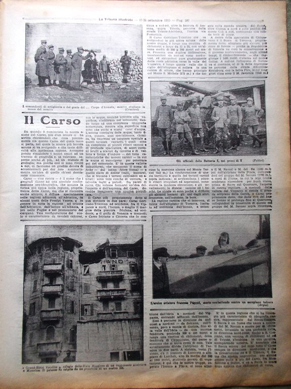 La Tribuna Illustrata 19 Settembre 1915 WW1 Cordevole Valsugana Pegoud …