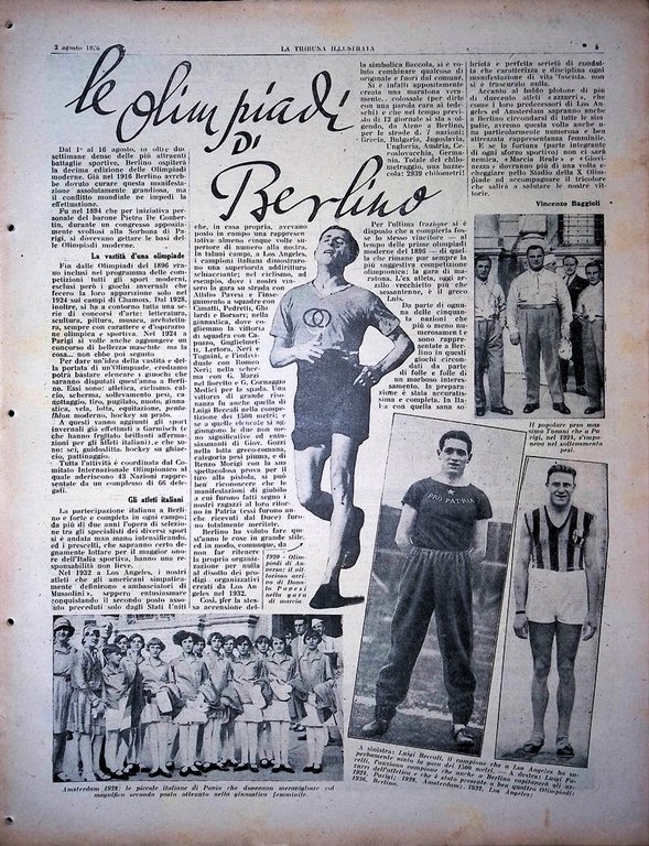 La Tribuna Illustrata 2 Agosto 1936 Olimpiadi Berlino Gran Muftì …