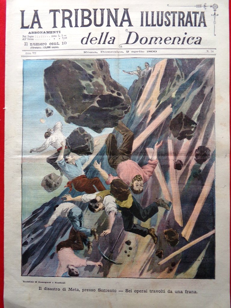 La Tribuna Illustrata 2 Aprile 1899 Frana Meta Sorrento Gagliardo …
