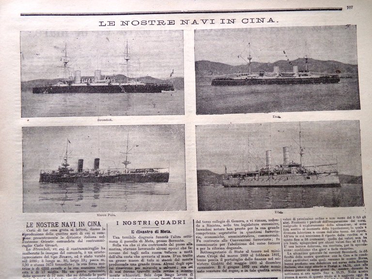 La Tribuna Illustrata 2 Aprile 1899 Frana Meta Sorrento Gagliardo …