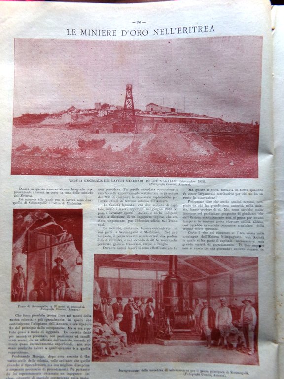 La Tribuna Illustrata 2 Febbraio 1902 Musolino Miniere Eritrea Candiani …