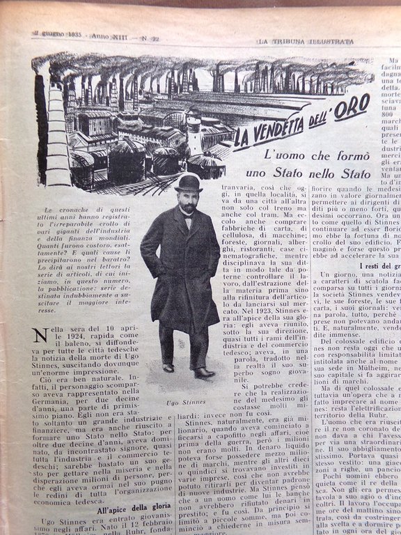La Tribuna Illustrata 2 Giugno 1935 Hugo Stinnes Watussi Tank …