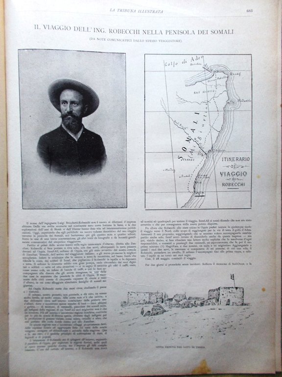 La Tribuna Illustrata 2 Novembre 1890 Viaggio di Robecchi Somalia …