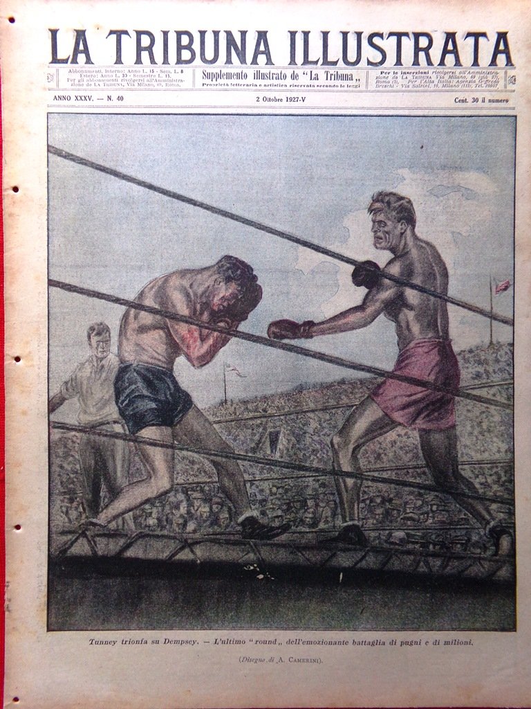 La Tribuna Illustrata 2 Ottobre 1927 Tunney Dempsey Aviazione Uomo …