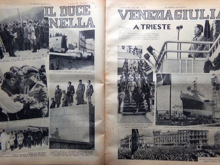 La Tribuna Illustrata 2 Ottobre 1938 Duce Trieste Nuvolari Viaggio …