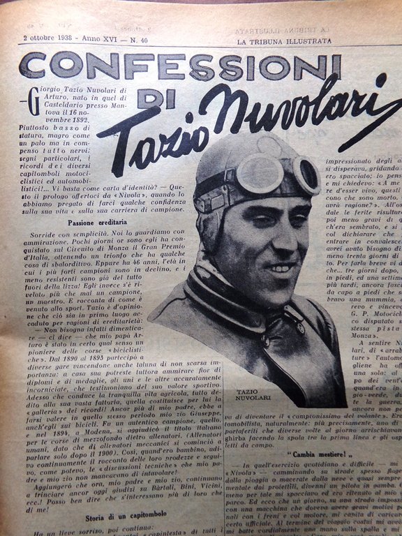 La Tribuna Illustrata 2 Ottobre 1938 Duce Trieste Nuvolari Viaggio …