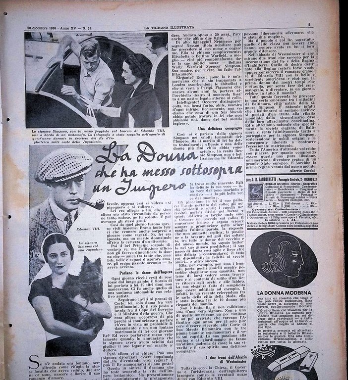 La Tribuna Illustrata 20 Dicembre 1936 Madrid Madonna Vetta Anquà …