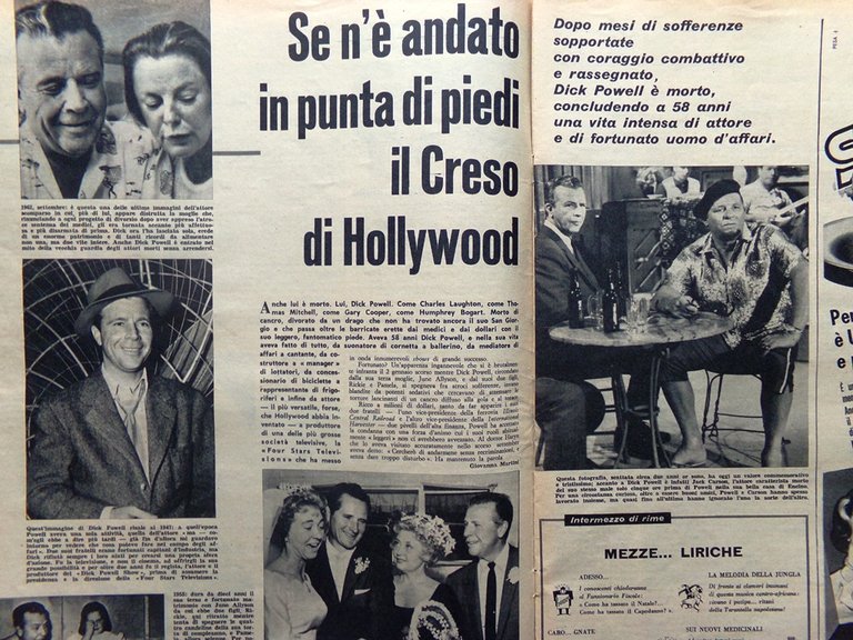La Tribuna Illustrata 20 Gennaio 1963 Sheppard Dick Powell Rod …