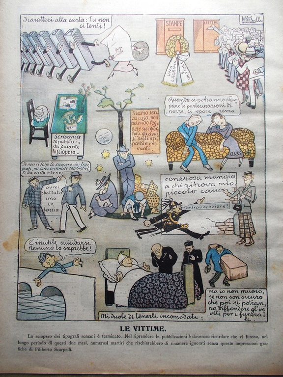 La Tribuna Illustrata 20 Luglio 1919 Sciopero dei Tipografi Bersaglieri …