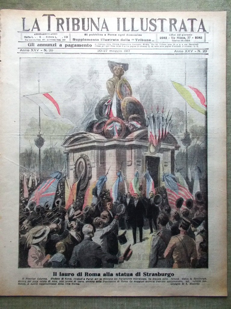 La Tribuna Illustrata 20 Maggio 1917 WW1 Reticolati Strasburgo Coni …