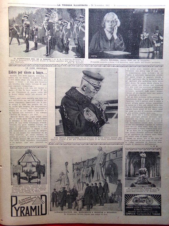 La Tribuna Illustrata 20 Novembre 1927 Deledda Nobel Gustavo Kossuth …