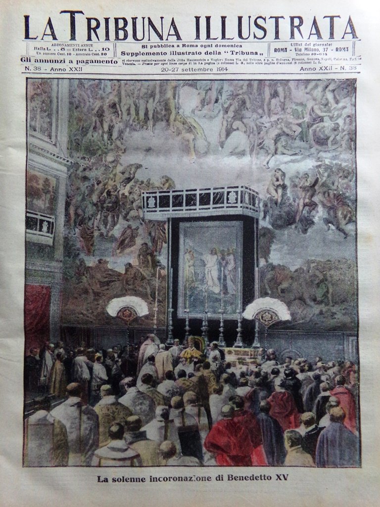 La Tribuna Illustrata 20 Settembre 1914 WW1 Benedetto XV Berna …