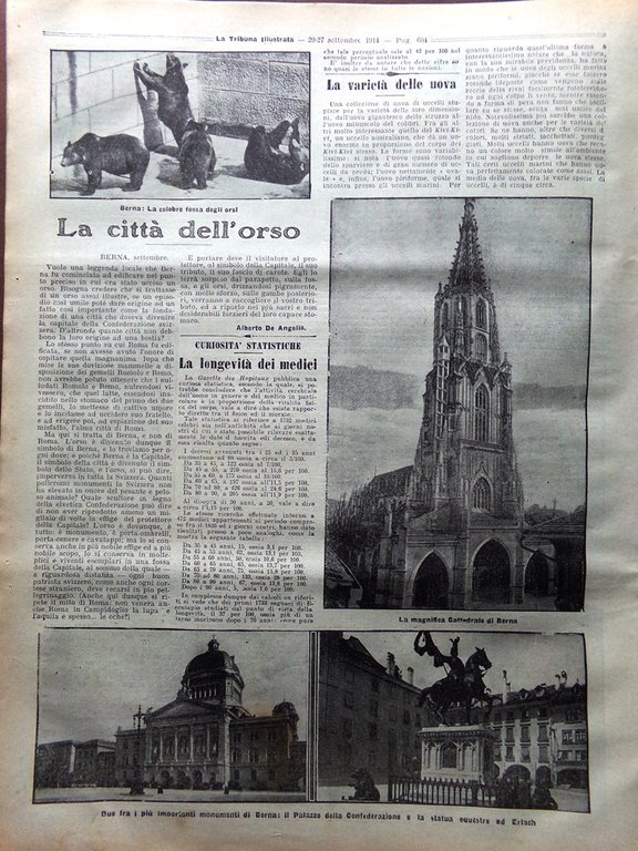 La Tribuna Illustrata 20 Settembre 1914 WW1 Benedetto XV Berna …