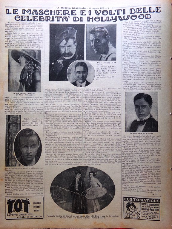 La Tribuna Illustrata 21 Agosto 1927 Charlot Pickford Valentino Charleston …