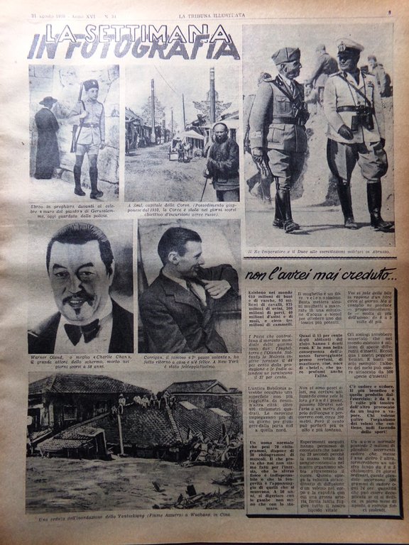 La Tribuna Illustrata 21 Agosto 1938 Oland Bombe Ciclismo Crociate …