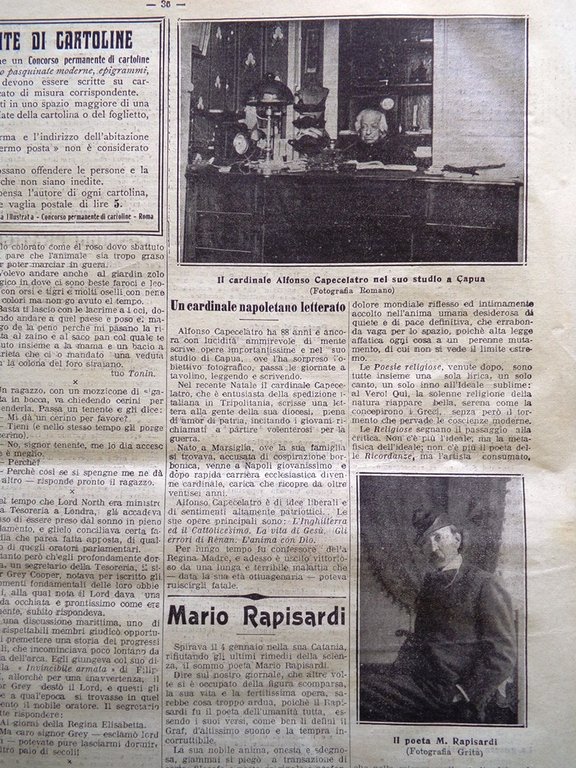 La Tribuna Illustrata 21 Gennaio 1912 Mario Rapisardi Sanremo Vittoria …