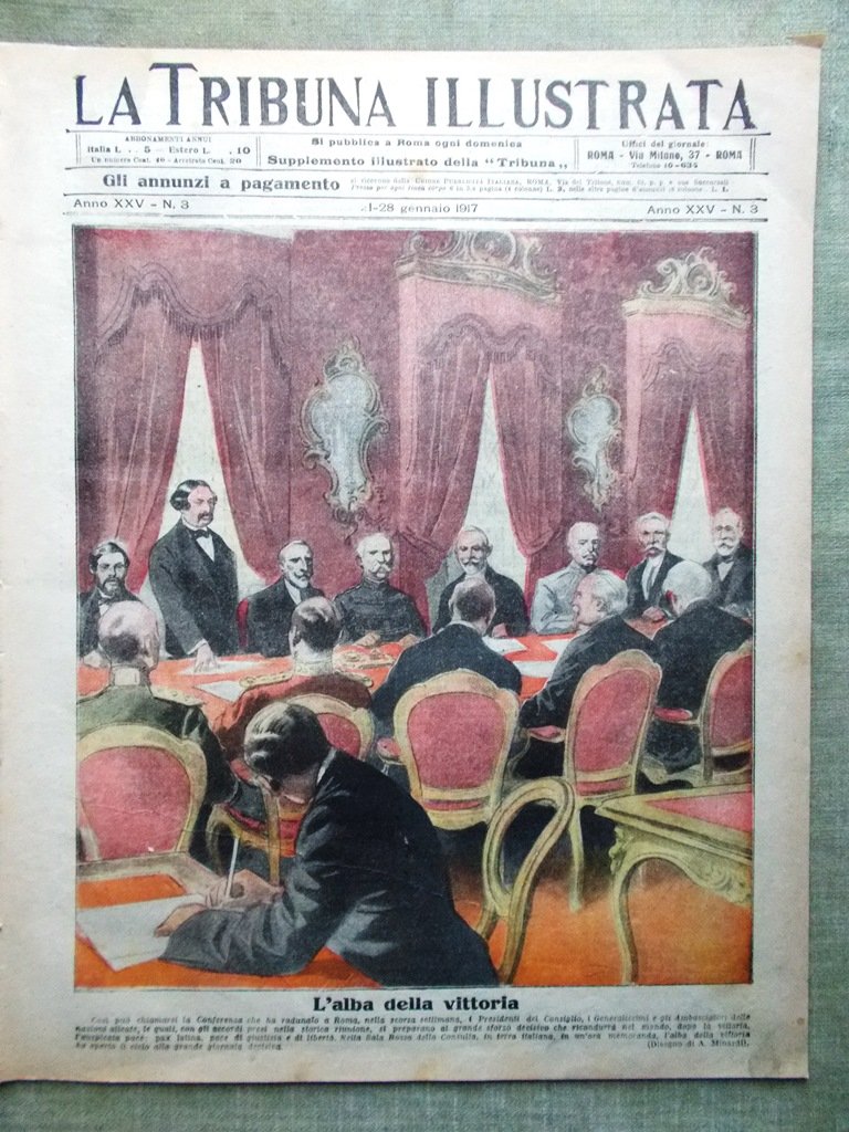 La Tribuna Illustrata 21 Gennaio 1917 WW1 Croce Rossa Conferenza …