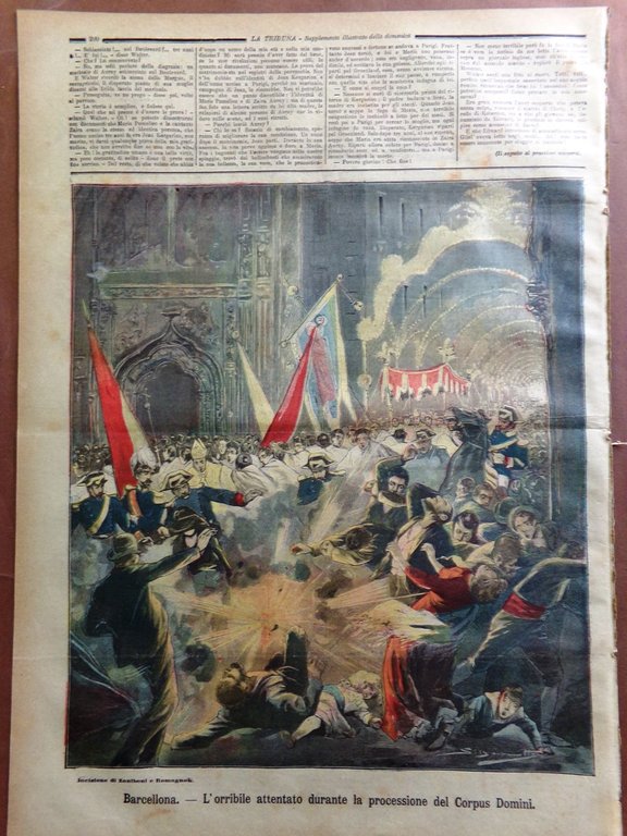 La Tribuna Illustrata 21 Giugno 1896 Attentato Barcellona Mercatelli Messa …