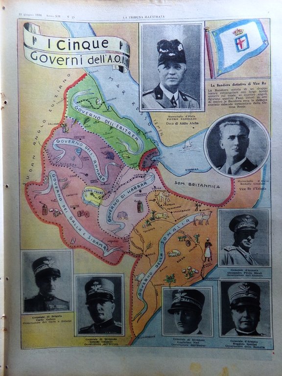 La Tribuna Illustrata 21 Giugno 1936 Bartali Governi Africa Orientale …