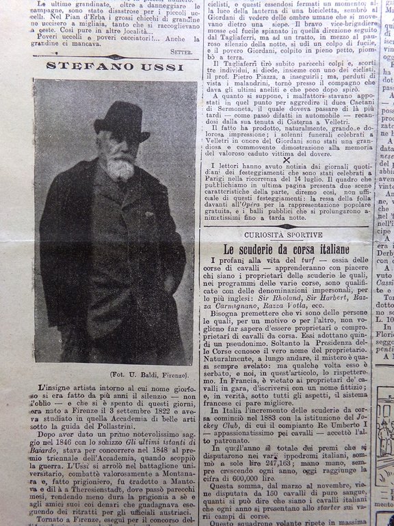 La Tribuna Illustrata 21 Luglio 1901 Morte Stefano Ussi Festa …