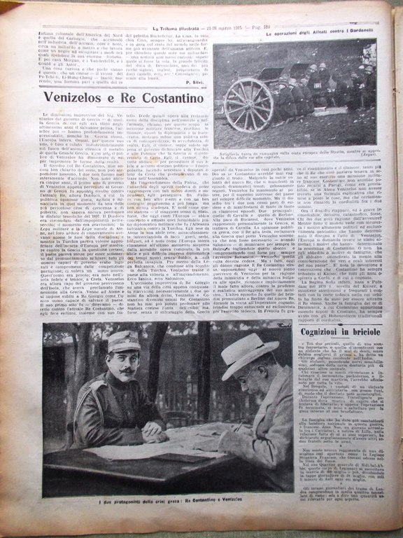 La Tribuna Illustrata 21 Marzo 1915 WW1 Benadir Venizelos Premio …