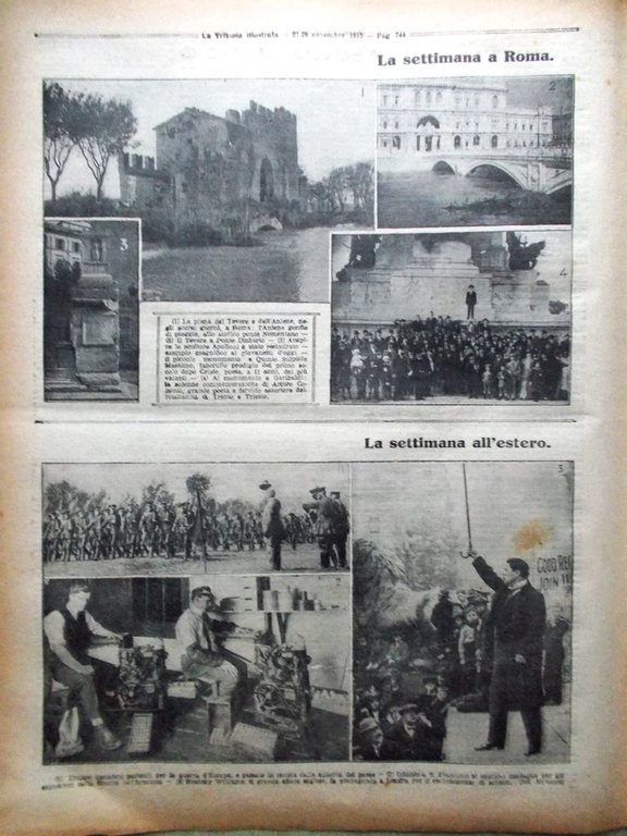 La Tribuna Illustrata 21 Novembre 1915 WW1 Kiel Prigionieri Tevere …