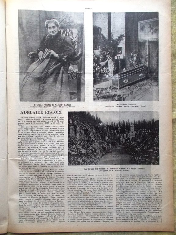 La Tribuna Illustrata 21 Ottobre 1906 Adelaide Ristori Mormoni Disastro …