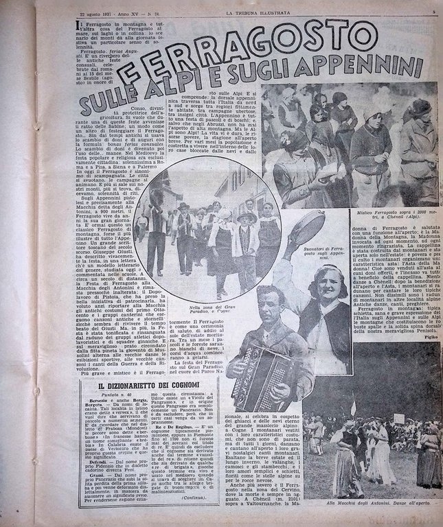 La Tribuna Illustrata 22 Agosto 1937 Celeste Impero Atomo Nuvolari …