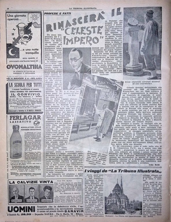 La Tribuna Illustrata 22 Agosto 1937 Celeste Impero Atomo Nuvolari …