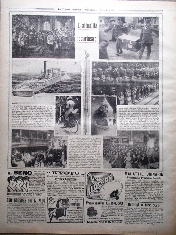 La Tribuna Illustrata 22 Giugno 1919 Paderewski Conferenza Pace Hawker …
