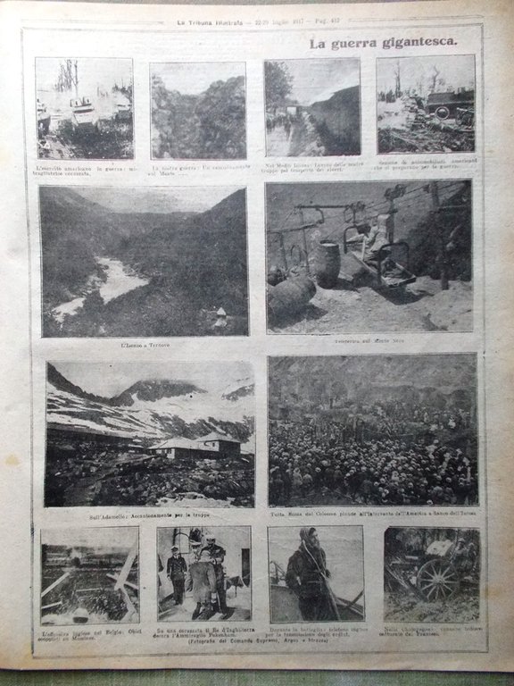 La Tribuna Illustrata 22 Luglio 1917 WW1 Rossoni Cavallotti Isonzo …