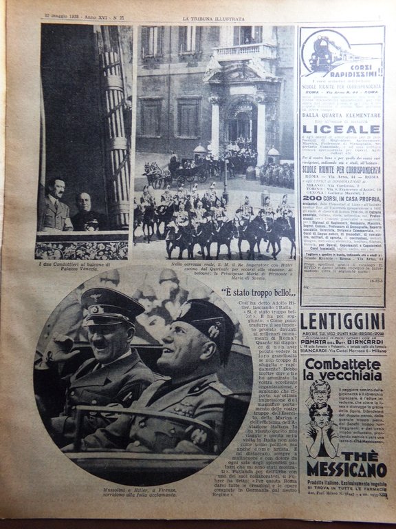 La Tribuna Illustrata 22 Maggio 1938 Duce Hitler Spie Guerre …