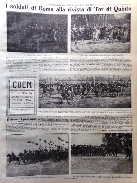 La Tribuna Illustrata 22 Novembre 1914 WW1 Nieuwpoort Tsingtao Reims …