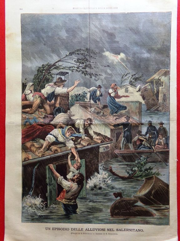 La Tribuna Illustrata 22 Ottobre 1899 Alluvioni Salernitano Bonfadini Berndorf