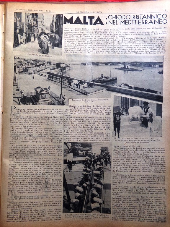 La Tribuna Illustrata 22 Settembre 1935 Malta Tifo Rimbaud Inghilterra …