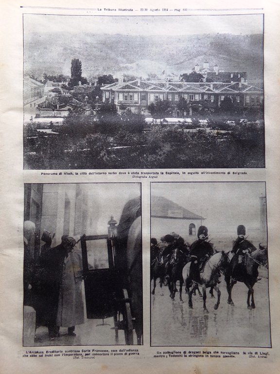 La Tribuna Illustrata 23 Agosto 1914 WW1 Niš Adelaide Ristori …