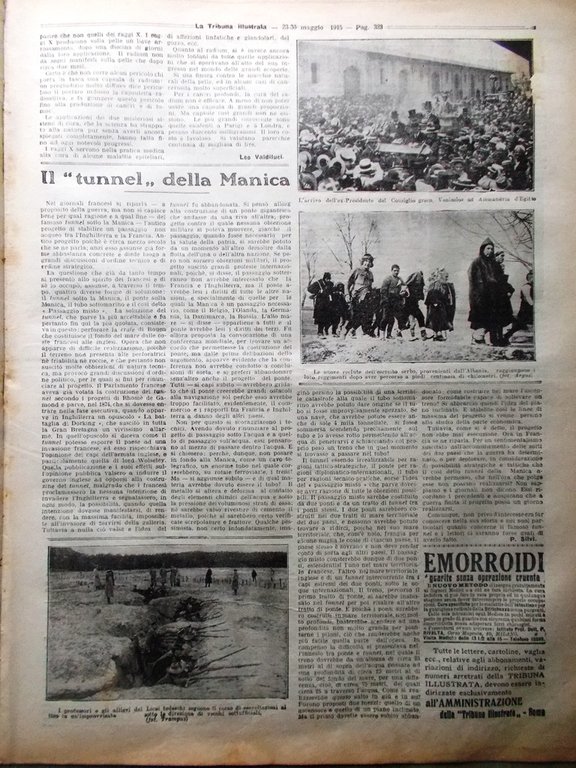 La Tribuna Illustrata 23 Maggio 1915 WW1 Alpini Tunnel Manica …