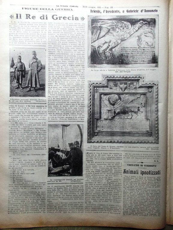 La Tribuna Illustrata 23 Maggio 1915 WW1 Alpini Tunnel Manica …