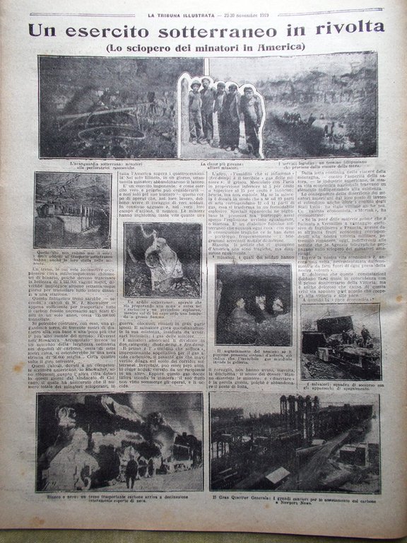 La Tribuna Illustrata 23 Novembre 1919 Sciopero Minatori Hindenburg Nino …