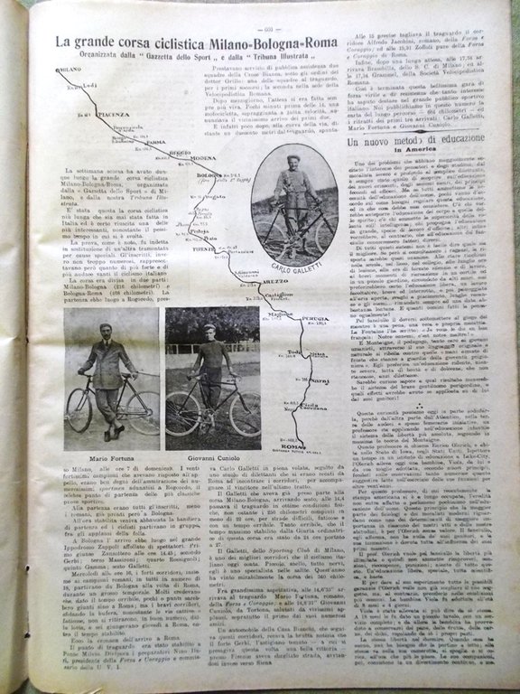 La Tribuna Illustrata 23 Settembre 1906 Interlaken Leontief Cardea Ciclismo …