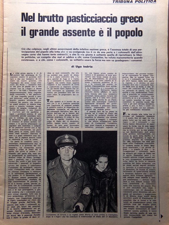 La Tribuna Illustrata 24 Dicembre 1967 Natale Costantino di Grecia …