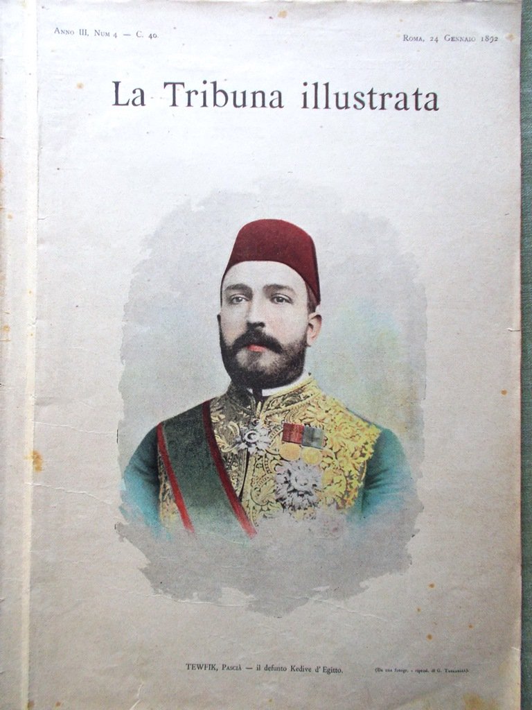 La Tribuna Illustrata 24 Gennaio 1892 Tewfik Kedive Lago di …
