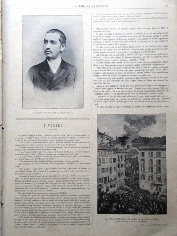 La Tribuna Illustrata 24 Gennaio 1892 Tewfik Kedive Lago di …