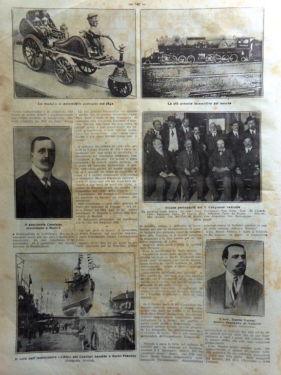La Tribuna Illustrata 24 Novembre 1912 Assassinio Canalejas Costantinopoli Libia