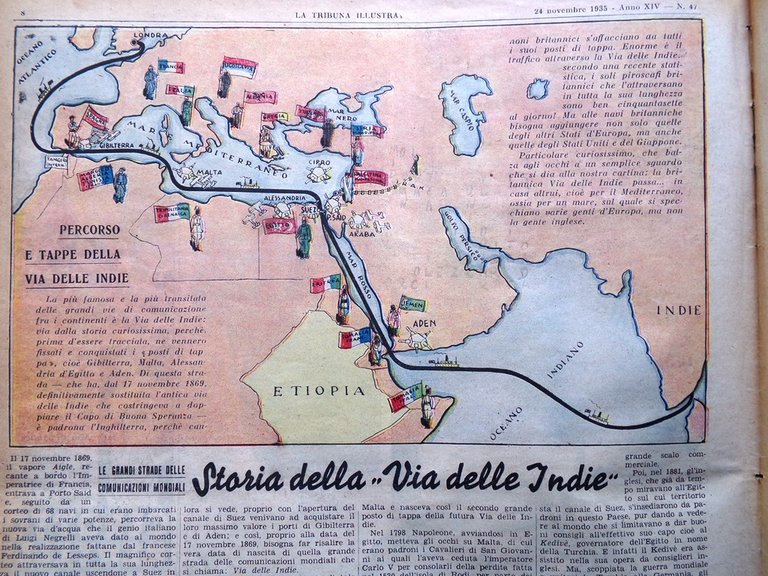La Tribuna Illustrata 24 Novembre 1935 Macallè Via Indie Sanzioni …