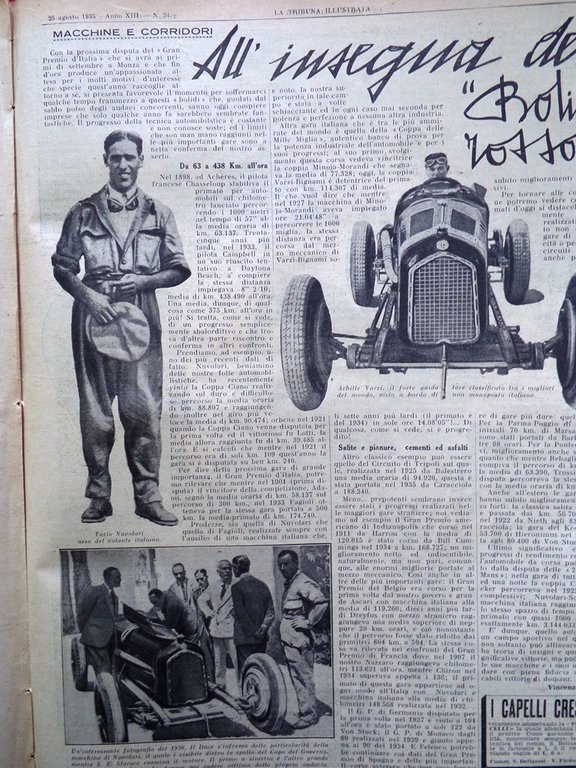 La Tribuna Illustrata 25 Agosto 1935 Caselli Gibilterra Varzi Nuvolari …