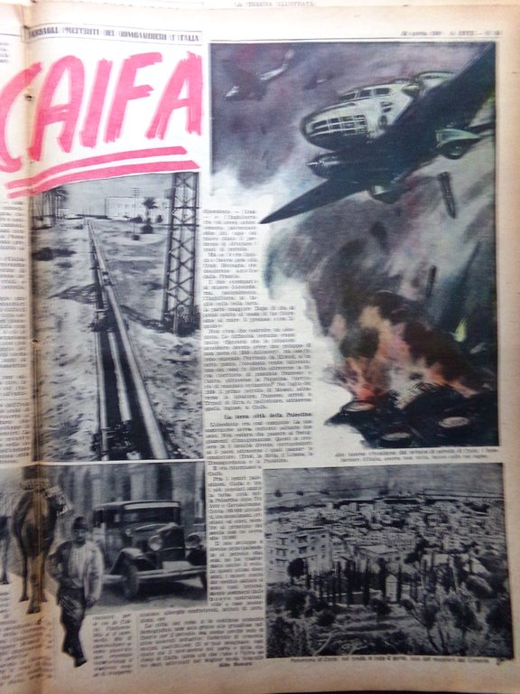 La Tribuna Illustrata 25 Agosto 1940 WW2 Bombe Haifa Parigi …
